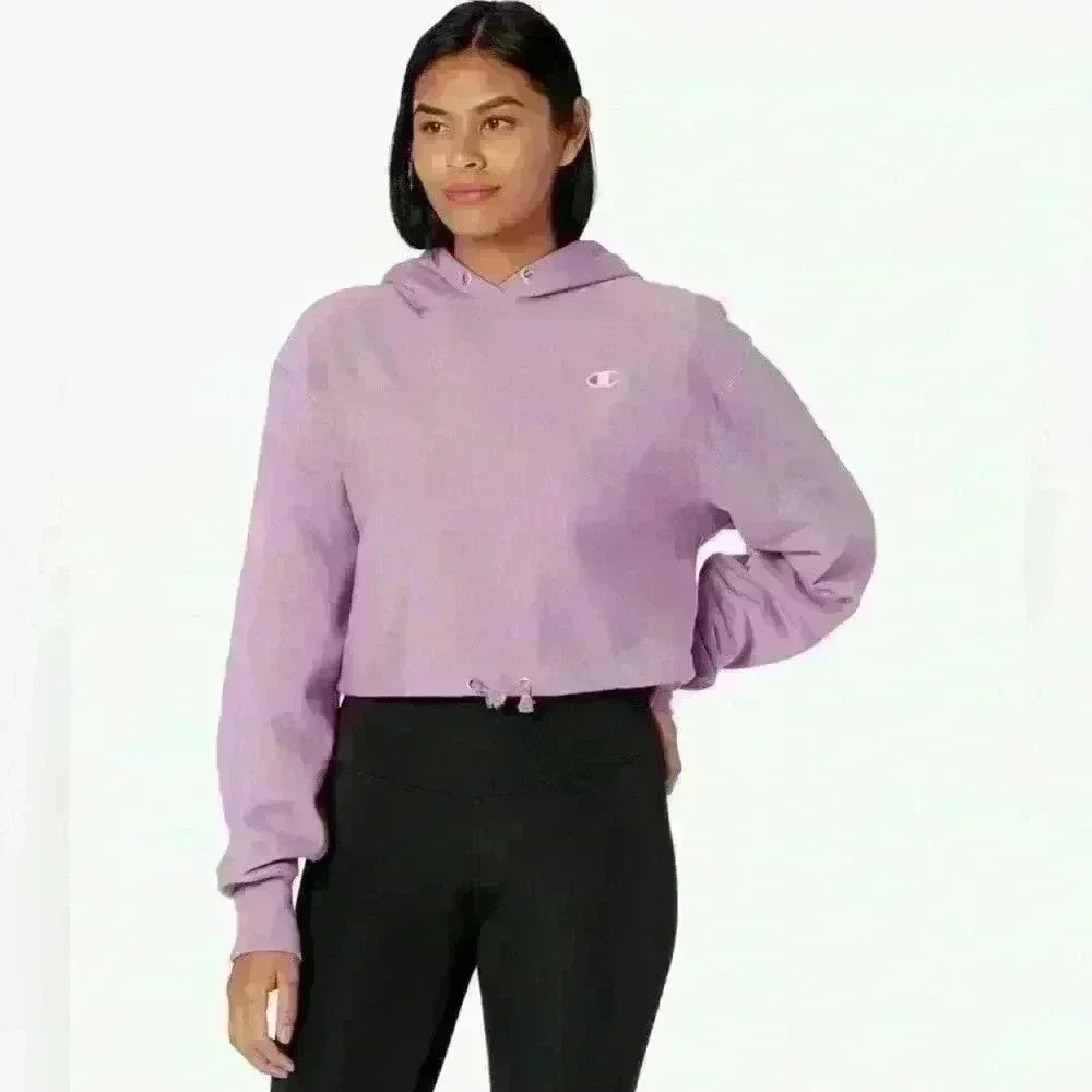 Champion Women’s Size XS Reverse Weave Cinch Bottom Hoodie in Tinted Lavender - Picture 3 of 10